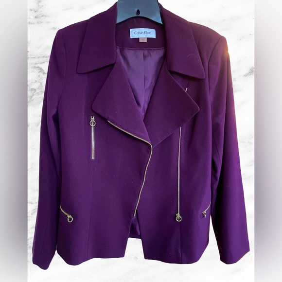 Calvin Klein Jackets & Blazers - Calvin KLEIN Aubergine Blazer with Zippers Size 10P